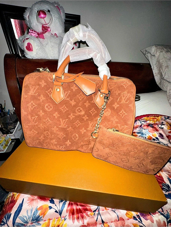 The Unbranded Brand Handbags - Louis Vuitton Speedy Bandoulière 30 Suede Brown Bag